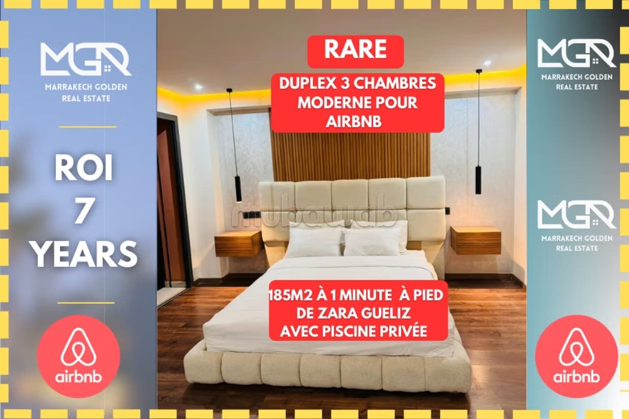 Rare: Duplex 3 chambres avec piscine privée guéliz