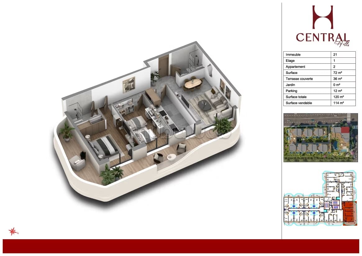 Vend appartement à Ain Diab Extension. Surface de 114 m²