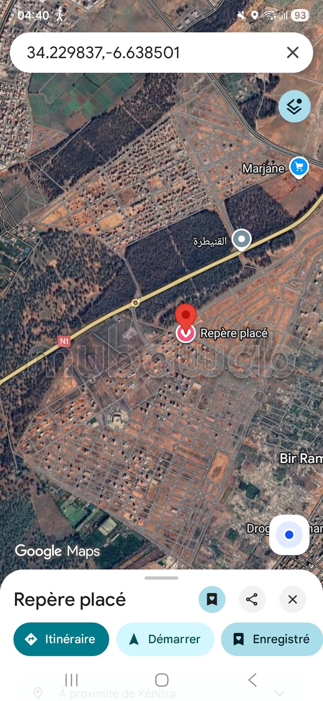 Terrain en vente à Bir Rami Est. Superficie 662 m²