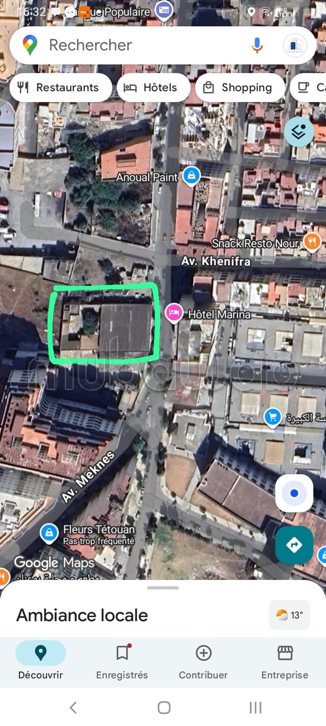 Terrain à la vente à Saniat Errmel. Surface totale 1193 m²