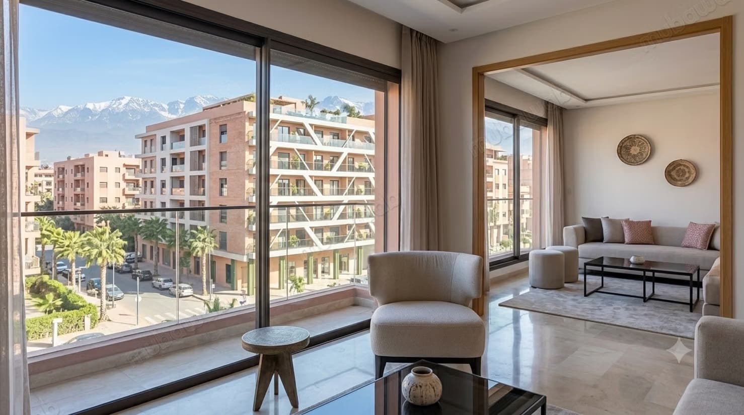 Bel appartement en location à Guéliz. 3 pièces. Bien meublé