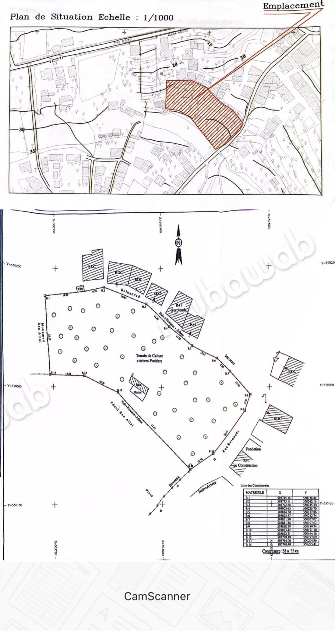 Terrain Titré 3.745m2 R2 Jama3a Zaitoun, TETOUAN