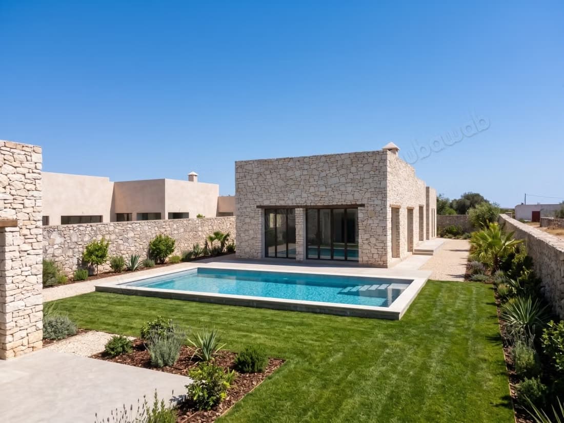 Villa de plain pied, avec piscine, 4 chambres