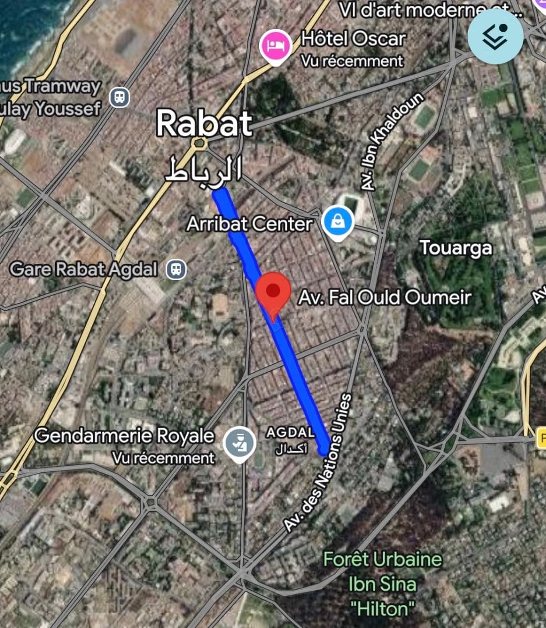 Vente de terrain à Agdal. Superficie 336 m² av fal ould oume...