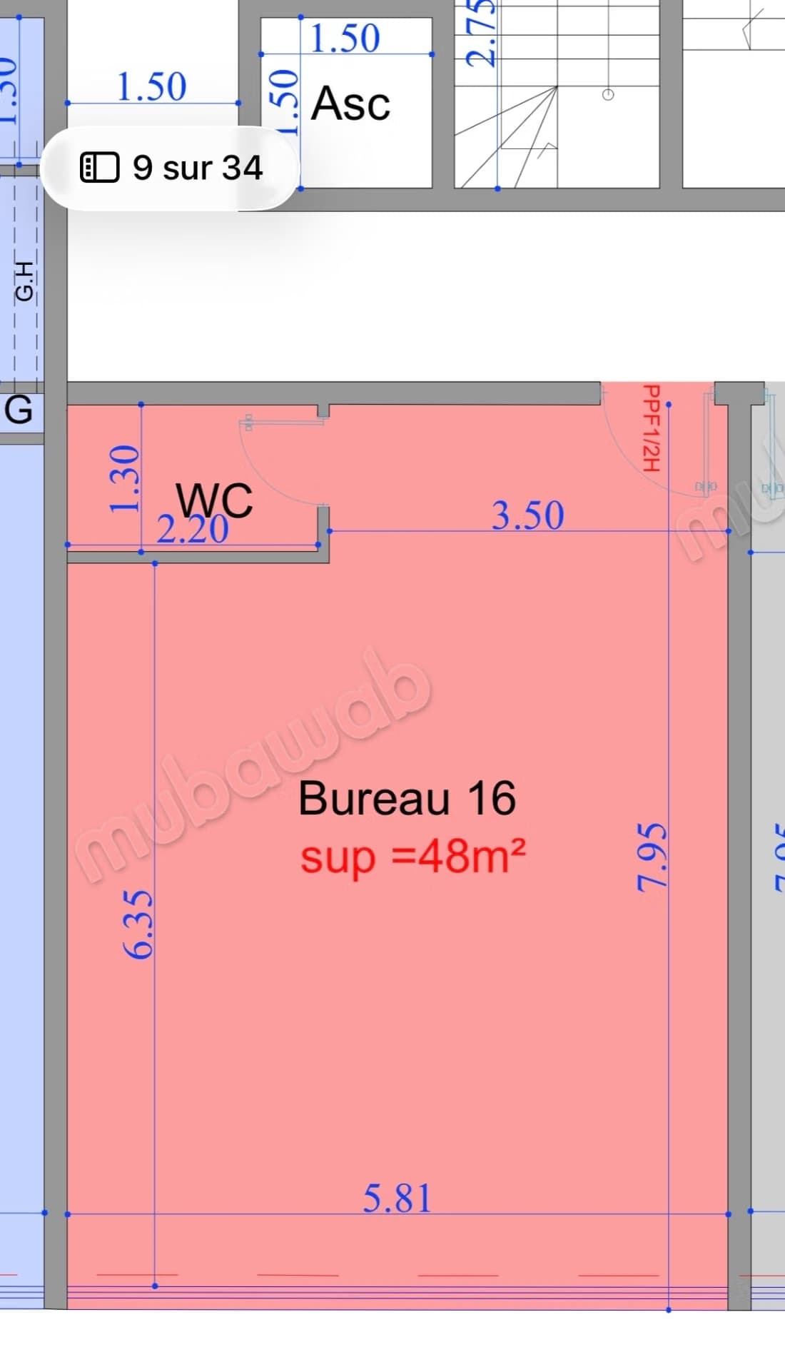 Bureaux et magasins à vendre au centre-ville. Superficie tot...